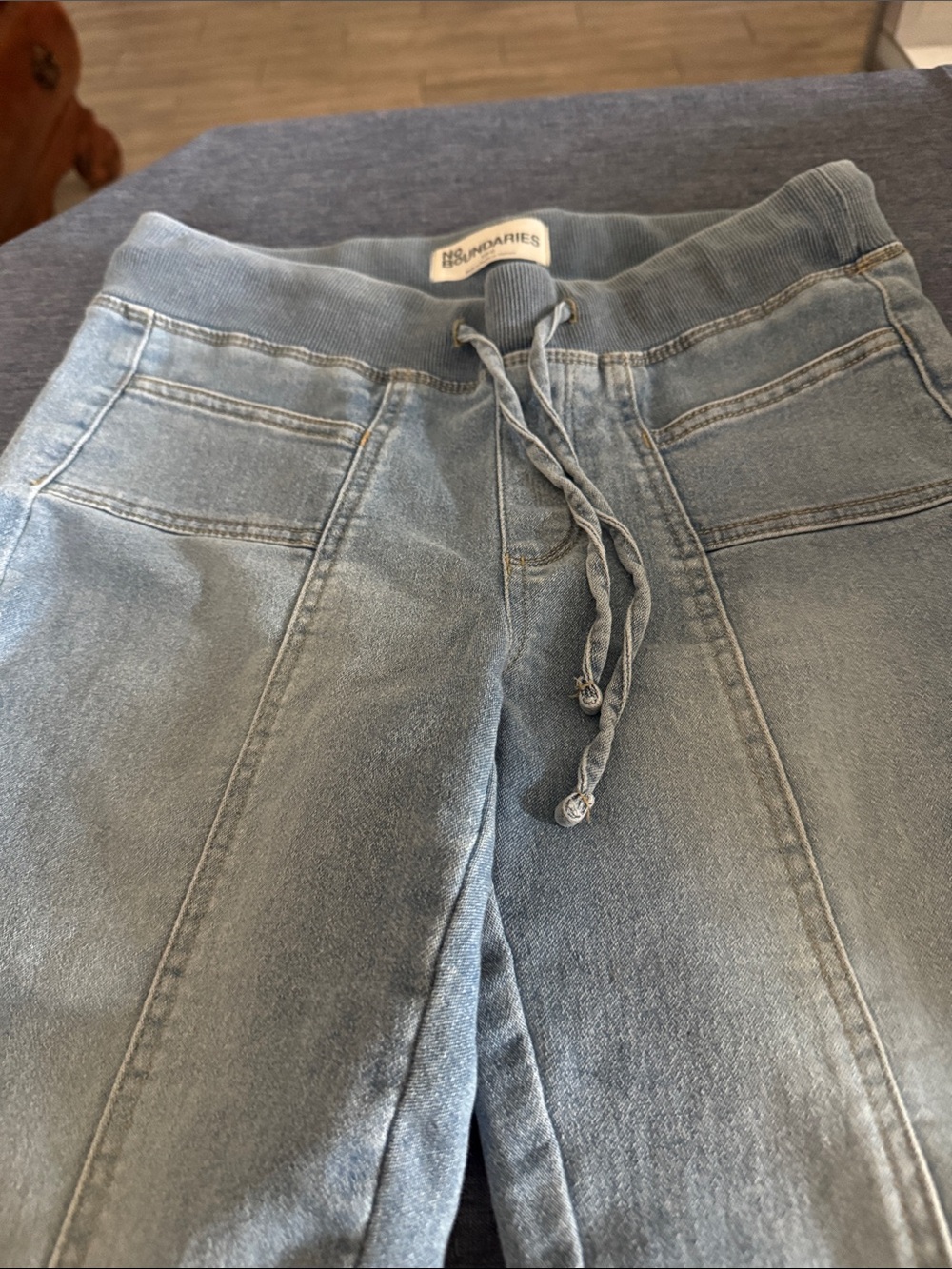 No Boundaries Light Wash Blue Women's Drawstring Jeggings